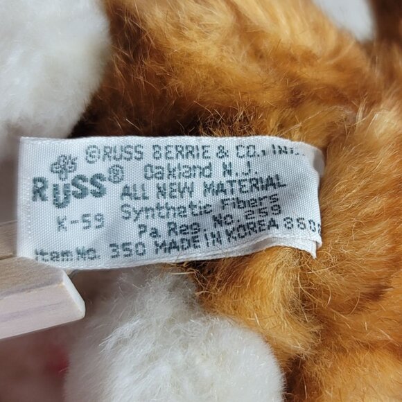 Russ Berrie Tabby Cat Plush Orange 8" Playful Sleeping Cuddling Stuffed Vintage - Picture 7 of 8